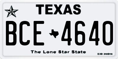 TX license plate BCE4640