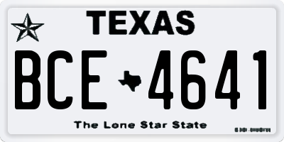 TX license plate BCE4641