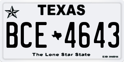 TX license plate BCE4643