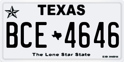 TX license plate BCE4646