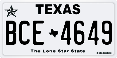TX license plate BCE4649