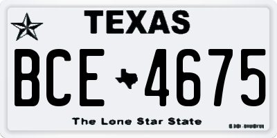 TX license plate BCE4675