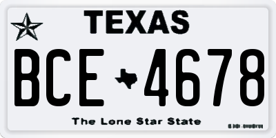 TX license plate BCE4678