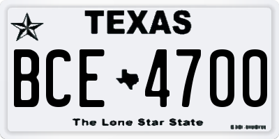TX license plate BCE4700