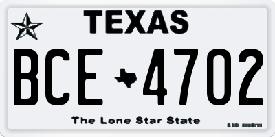 TX license plate BCE4702