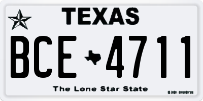 TX license plate BCE4711