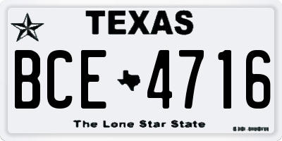 TX license plate BCE4716