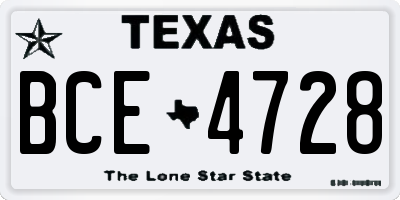 TX license plate BCE4728