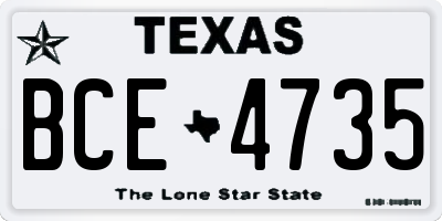 TX license plate BCE4735