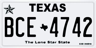 TX license plate BCE4742