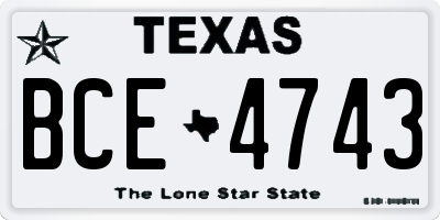 TX license plate BCE4743