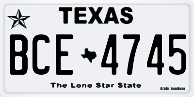 TX license plate BCE4745