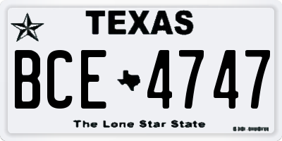 TX license plate BCE4747