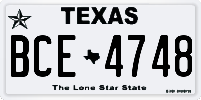 TX license plate BCE4748