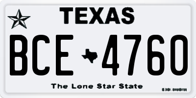 TX license plate BCE4760