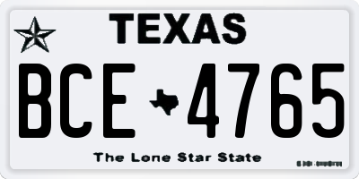 TX license plate BCE4765