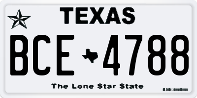 TX license plate BCE4788