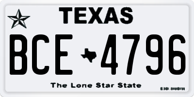 TX license plate BCE4796