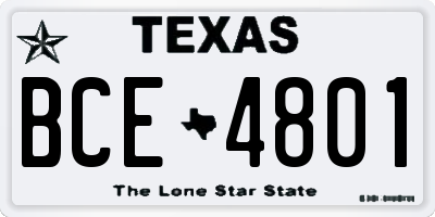TX license plate BCE4801