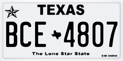 TX license plate BCE4807