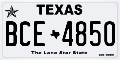 TX license plate BCE4850
