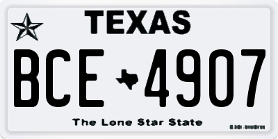 TX license plate BCE4907