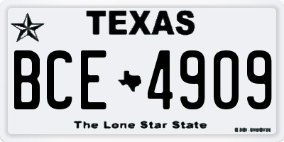 TX license plate BCE4909