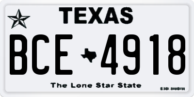 TX license plate BCE4918