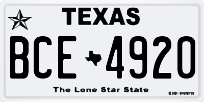 TX license plate BCE4920