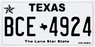 TX license plate BCE4924