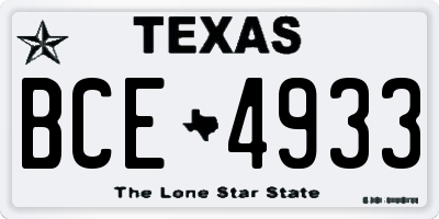 TX license plate BCE4933