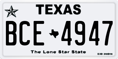 TX license plate BCE4947