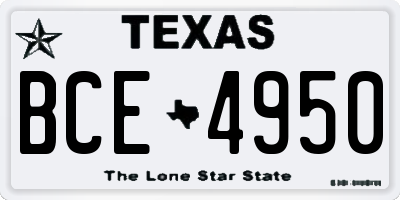 TX license plate BCE4950