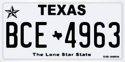 TX license plate BCE4963