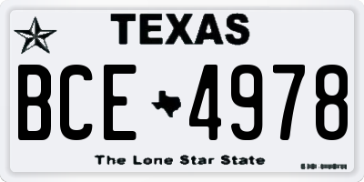 TX license plate BCE4978