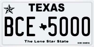 TX license plate BCE5000