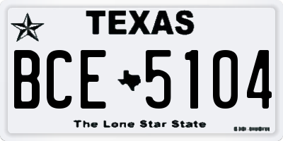 TX license plate BCE5104