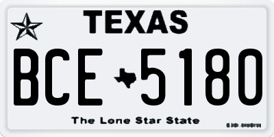 TX license plate BCE5180