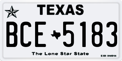 TX license plate BCE5183