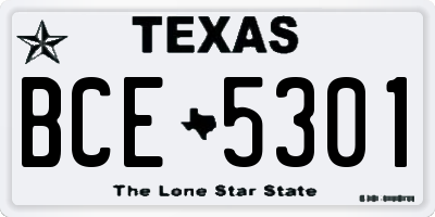 TX license plate BCE5301