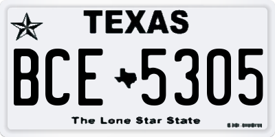 TX license plate BCE5305