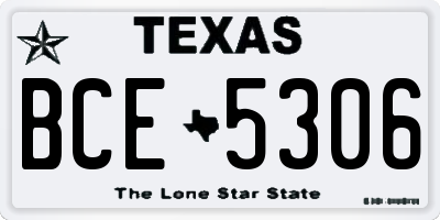 TX license plate BCE5306