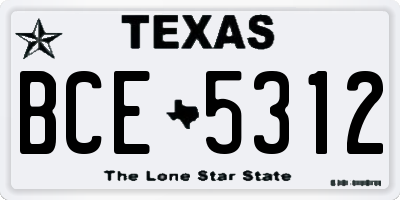 TX license plate BCE5312