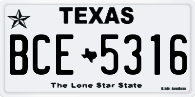 TX license plate BCE5316