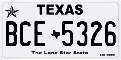 TX license plate BCE5326
