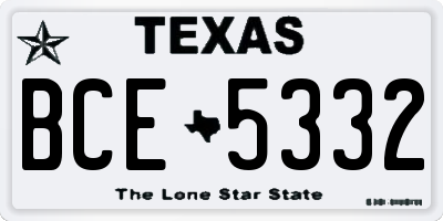 TX license plate BCE5332