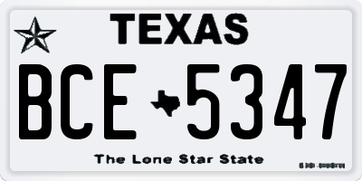 TX license plate BCE5347