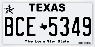 TX license plate BCE5349