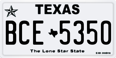 TX license plate BCE5350