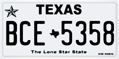 TX license plate BCE5358